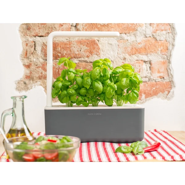 Click and Grow Smart Garden 3 šikovný kvetináč + 3ks kapsúl so semienkami bazalky sivý - Kvetináče - Obrázok VMLQ000401
