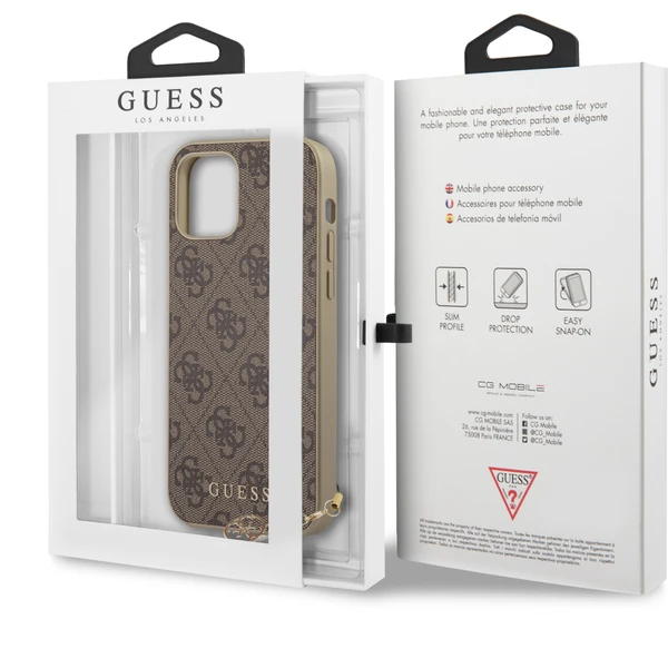 Guess 4G Charms kryt iPhone 12/12 Pro 6.1" hnedý - Puzdra - Obrázok VMRN500301