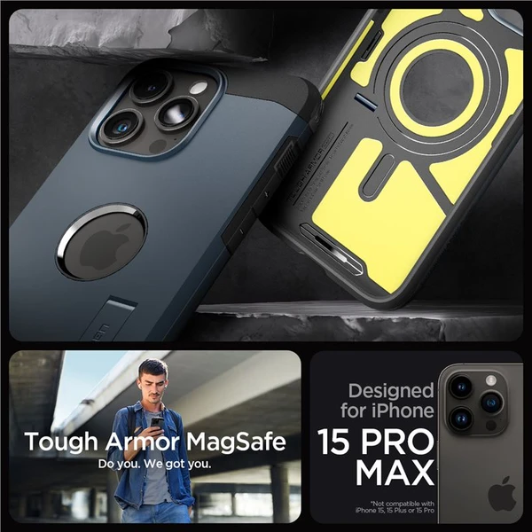 Spigen Tough Armor MagFit kryt iPhone 15 Pro Max modrý - Puzdra - Obrázok VMU8000601