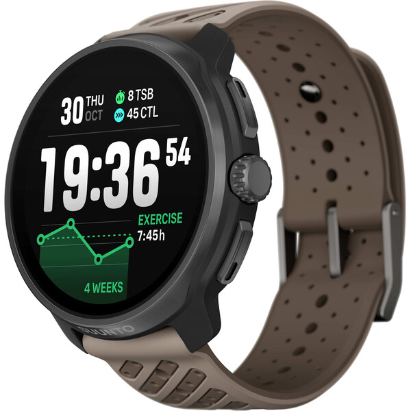 Suunto Race 2 chytré hodinky titán s hnedým pásikom
