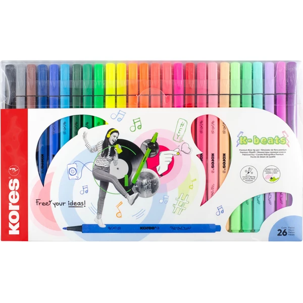 Kores K-Beats fixky so stredným hrotom 26 farieb - Popisovače - Hlavný obrázok
