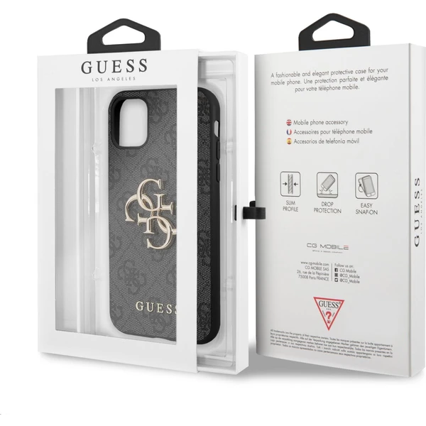 Guess PU 4G Metal Logo kryt iPhone 11 sivý - Puzdra - Obrázok VQ4O600301