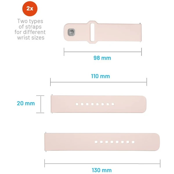 Set silikónových remienkov FIXED Silicone Sporty Strap s Quick Release 20mm pre smartwatch, ružový - Remienky - Obrázok VRM2000O01