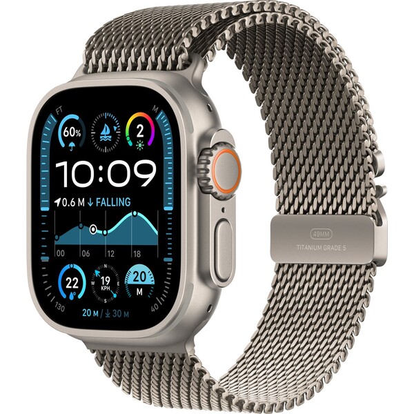 Apple Watch Ultra 2 (2024) 49mm Prírodný titán s prírodne titánovým milánskym ťahom M