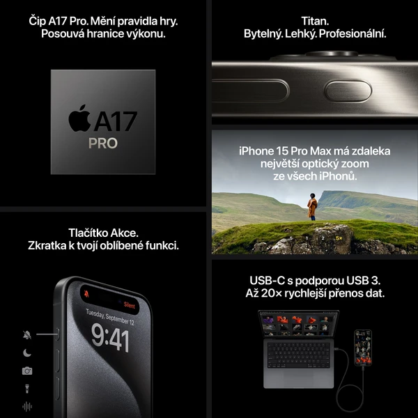 Apple iPhone 15 Pro 1TB čierny titán - Mobilné telefóny - Obrázok VS39000601