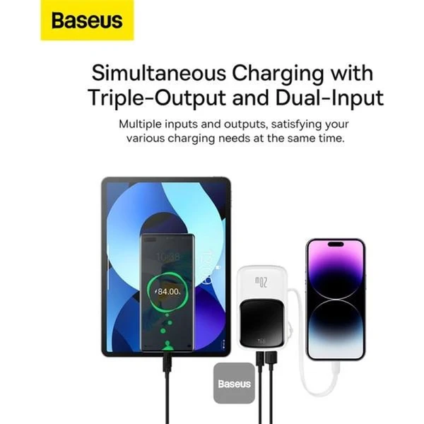 Baseus Qpow Pro 10000mAh, 20W, s káblom Lightning biela - Powerbanky - Obrázok VVHL000K01
