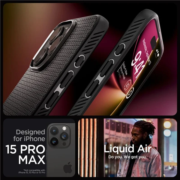 Spigen Liquid Air kryt iPhone 15 Pro Max matne čierny - Puzdra - Obrázok VWT8000601