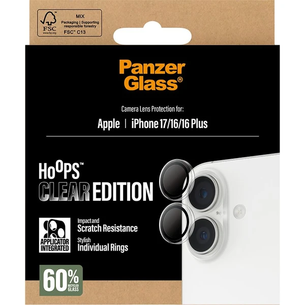 PanzerGlass® Hoops sklá Apple iPhone 17/16/16 Plus číre - Ochranné fólie a sklo - Obrázok VXEH000K01
