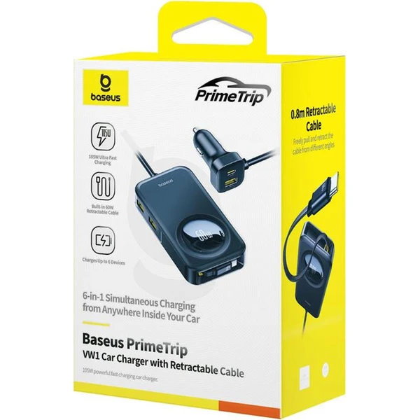 Baseus PrimeTrip 60W nabíjačka do auta čierna - Nabíjačky - Obrázok VZTL000K01