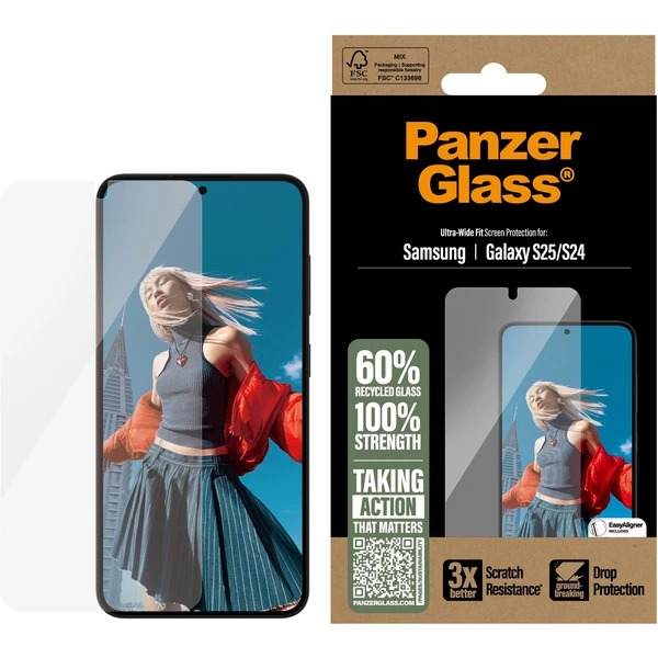 PanzerGlass® Ultra-Wide Fit sklo Samsung Galaxy S25/S24 s inštalačným rámčekom - Ochranné fólie a sklo - Obrázok W0FC000J01