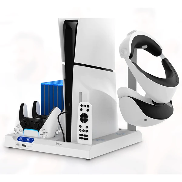 iPega P5S028 All-in-one nabíjacia stanica s chladením pre PS5/PS5 Slim/PS5 Pro biela - Nabíjačky - Obrázok W142000N01