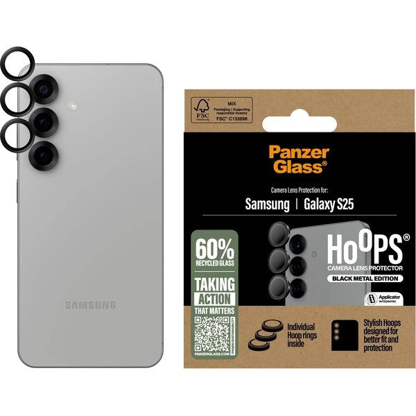 PanzerGlass® Hoops® Samsung Galaxy S25 čierne ochranné krúžky pre šošovky fotoaparátu - Ochranné fólie a sklo - Obrázok W1FC000J01