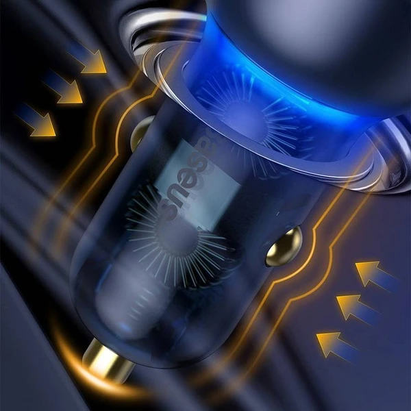 BASEUS car charger USB A + Type C s digitálnym displejom PD3.0 QC4.0 5A 65W CCKX-C0A/VCKX65C dark bl - Nabíjačky - Obrázok W1T5000N01