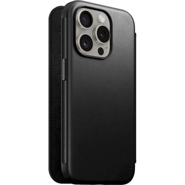 Nomad Modern Leather Folio iPhone 15 Pro čierny