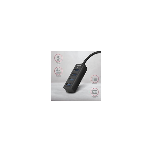 AXAGON USB MINI húb 4x USB 3.2 Gen 1 kovový USB-A 1.2m čierny - USB huby - Obrázok W260700301
