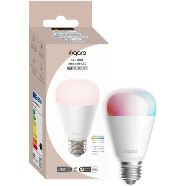 AQARA LED Bulb T2 (E27, RGB CCT) (LB-L02D) Zigbee a Thread RGB + CCT LED žiarovka - Žiarovky - Obrázok W2PD000N01