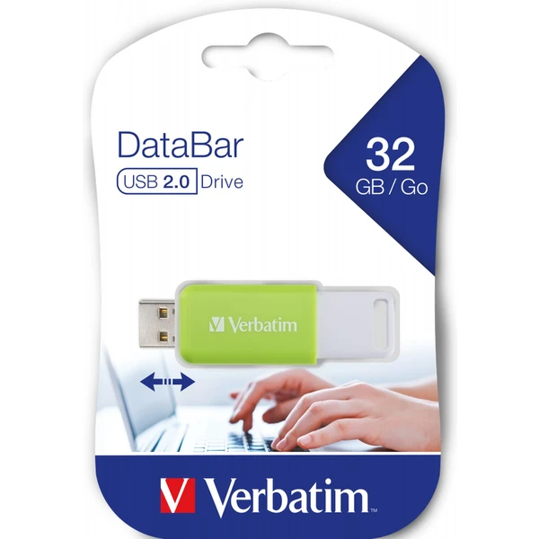 VERBATIM Flash Disk 32GB DataBar USB 2.0 Drive, zelený - Flashdisky - Obrázok W2R2000P01