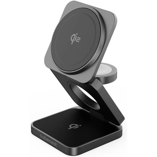 Cubenest SQ312 Fold Pro Qi2 (MagSafe) 3v1 magnetická nabíjačka čierna - Nabíjačky - Obrázok W3PF000N01