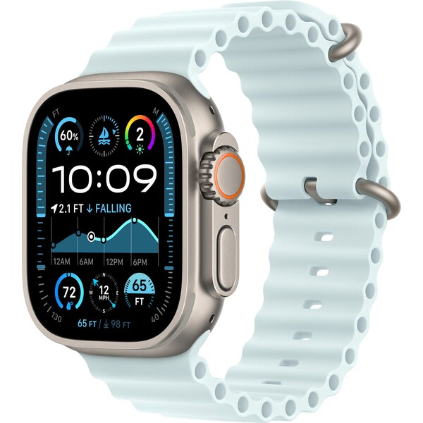 Apple Watch 49/46/45/44mm predĺženie ľadovo modrého oceánskeho remienka s prírodným titánom