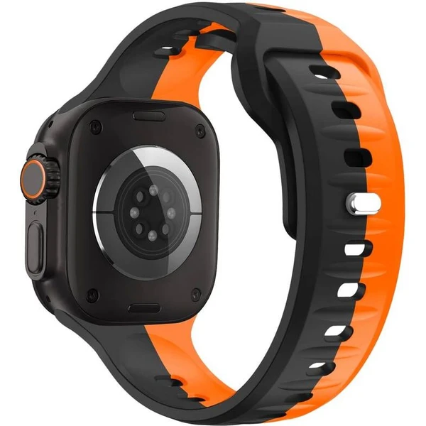 CubeNest Premium Silicon Band remienok Apple Watch 42-49 mm čierny/oranžový - Remienky - Obrázok W3UD000O01