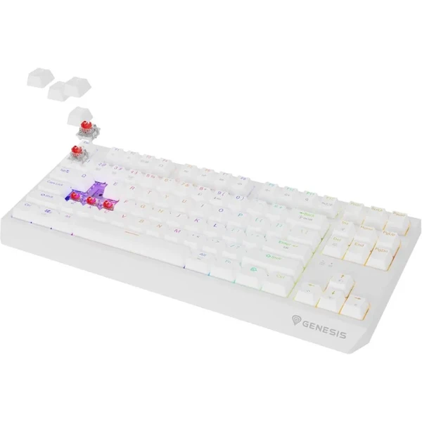Genesis THOR 230 TKL RGB bezdrôtová mechanická klávesnica biela Outemu Red - Klávesnice - Obrázok W4I5000O01