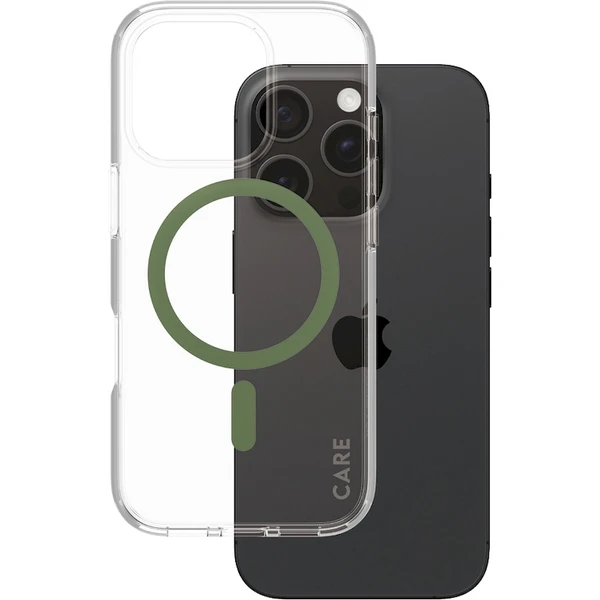 PanzerGlass® CARE kryt Apple iPhone 16 Pro MagSafe Urban Combat číry/zelený - Puzdra - Obrázok W508000P01