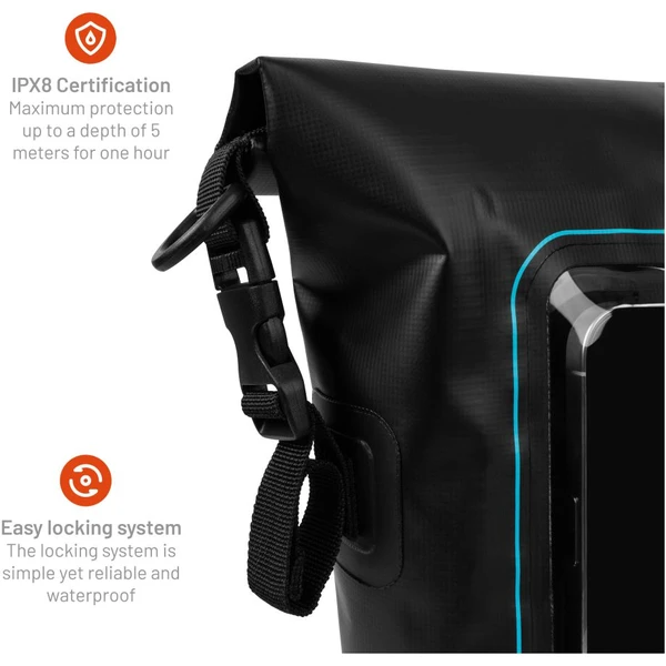 FIXED Float Bag 3L vodeodolný vak s vreckom pre mobilný telefón čierny - Puzdra - Obrázok W555000N01