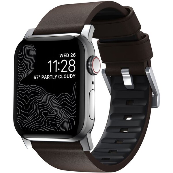 Nomad Active Strap Pro hydrofóbny kožený remienok Apple Watch 49/46/45/44/42mm hnedý/strieborný