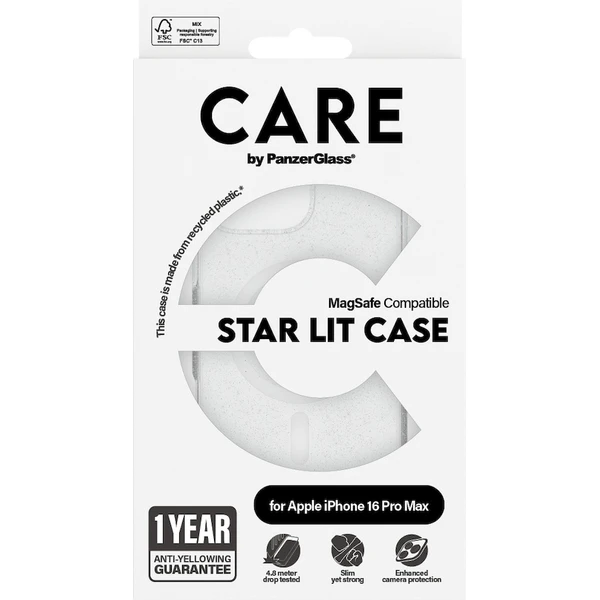 PanzerGlass® CARE kryt Apple iPhone 16 Pro Max MagSafe Star Lit trblietavý/biely - Puzdra - Obrázok W608000P01