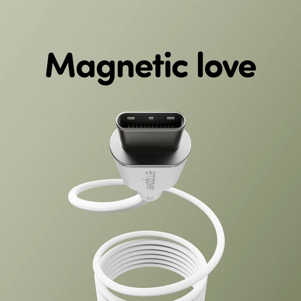 PanzerGlass USB-C/USB-C magnetický napájací kábel 240W 1,5m biely - Káble a redukcie - Obrázok W63J000K01