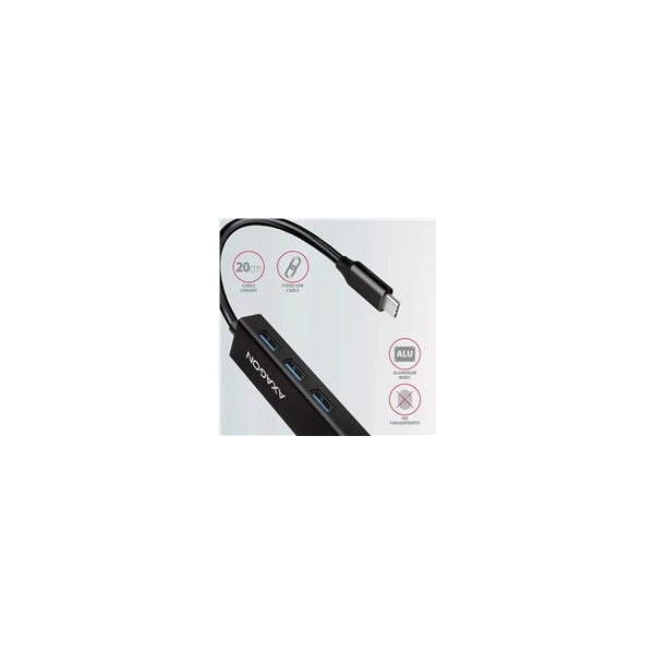 AXAGON USB a Ethernet HUB USB-C kovový - USB huby - Obrázok W660700301