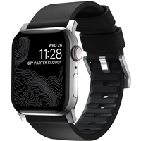 Nomad Active Pro hydrofóbny kožený remienok Apple Watch 45/44/42mm čierny/strieborný - Remienky