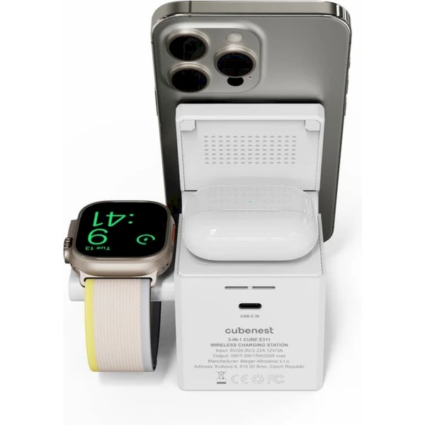 Cubenest 3in1 Magnetic Wireless charger E311 White - Nabíjačky - Obrázok W6S8000J01