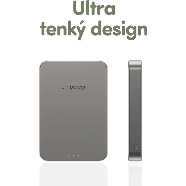 PanzerGlass® empower bezdrôtová Qi2 powerbanka 10000 mAh, MagSafe, sivá - Powerbanky - Obrázok W73J000K01