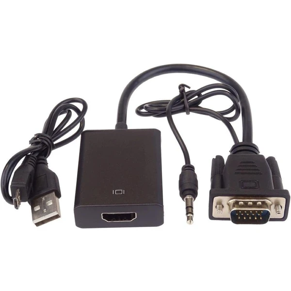 PremiumCord VGA + 3,5mm -> HDMI redukcia 0,2m čierna - Káble a redukcie - Hlavný obrázok