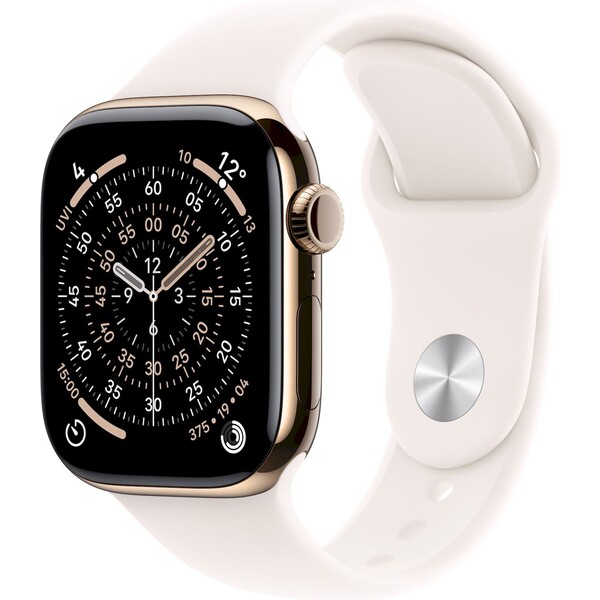 E-shop Apple Watch Series 11 Cellular (42mm) Zlatý Titan so svetlo rumeným športovým remienkom M/L