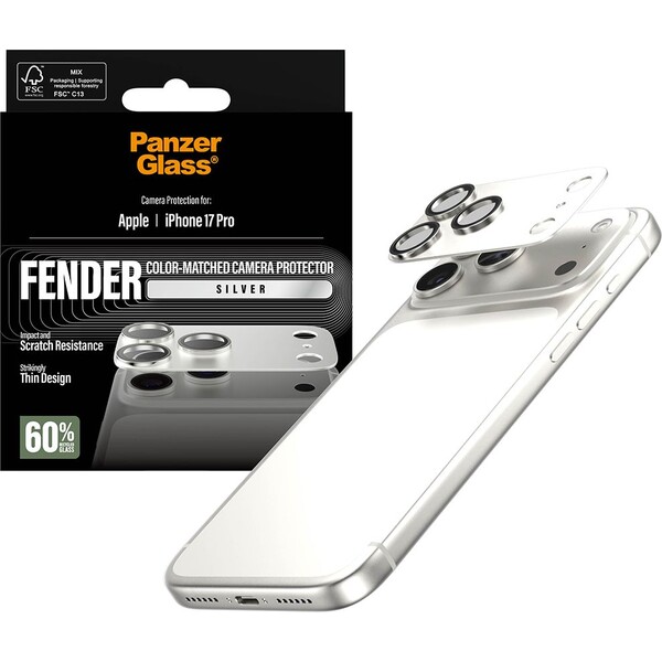 E-shop PanzerGlass® FENDER hliníková ochrana fotoaparátu Apple iPhone 17 Pro strieborná