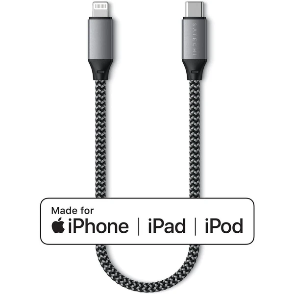 Satechi USB-C/Lightning napájací kábel 0,25m vesmírne šedý - Káble a redukcie - Obrázok W8XXF00101