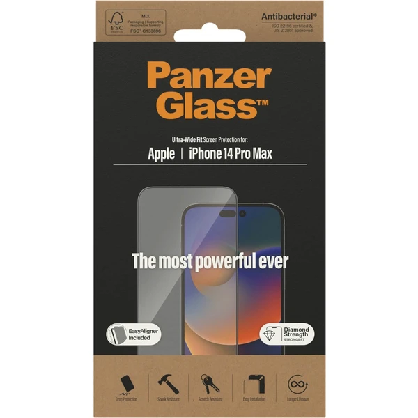 PanzerGlass™ Ultra-Wide Fit sklo iPhone 14 Pro Max s inštalačným rámčekom - Ochranné fólie a sklo - Obrázok W9KG100501