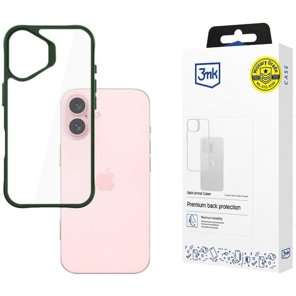 3mk ochranný kryt Satin Armor Case+ pre Apple iPhone 16 zelený