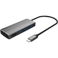 PremiumCord Adaptér USB 3.1 Type-C male na HDMI female + 3x USB 3.0 sivý - USB huby