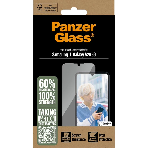 PanzerGlass® Ultra-Wide Fit sklo Samsung Galaxy A26 5G s inštalačným rámčekom - Ochranné fólie a sklo - Obrázok WAUC000K01