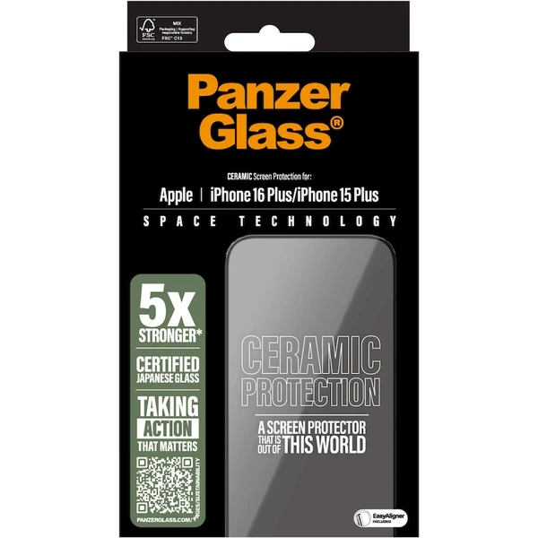 PanzerGlass® Ceramic Apple iPhone 16 Plus/15 Plus s inštalačným rámčekom - Ochranné fólie a sklo - Obrázok WB08000P01