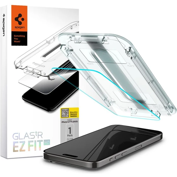 Spigen Glass tR EZ Fit HD tvrdené sklo iPhone 15 Pro Max číre - Ochranné fólie a sklo - Hlavný obrázok