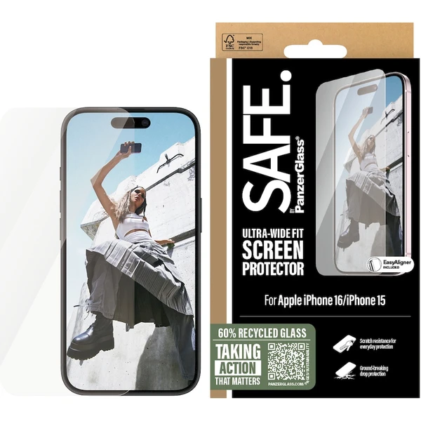 PanzerGlass® SAFE Ultra-Wide Fit Apple iPhone 16/15 - Ochranné fólie a sklo - Obrázok WF08000P01