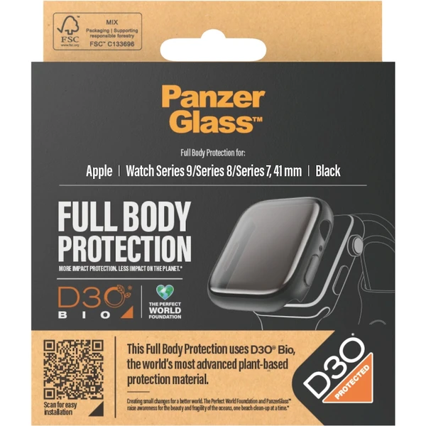 PanzerGlass Apple Watch 9/8/7 (41mm) ochranný kryt s D3O - čierny rámček - Puzdra - Obrázok WFC1000O01