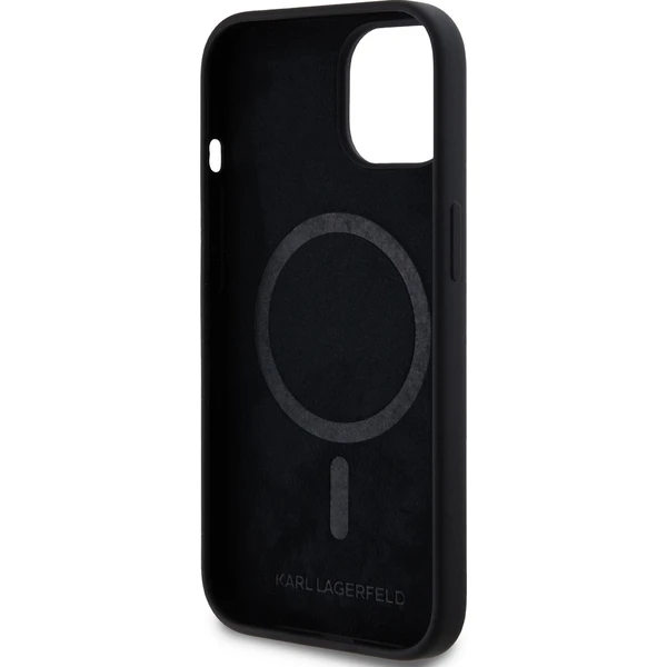 Karl Lagerfeld Liquid Silicone Double Heads Magsafe zadný kryt iPhone 15 Pro Max čierny - Puzdra - Obrázok WFP5000J01