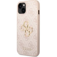 Guess PU 4G Metal Logo Zadný Kryt pre iPhone 14 Pink - Puzdra