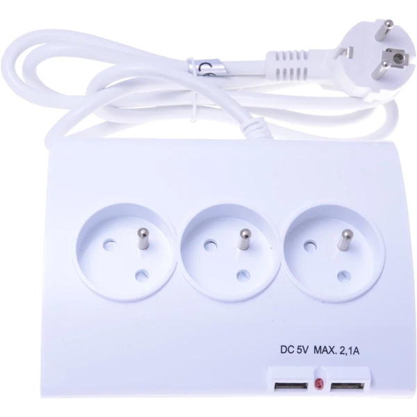 PremiumCord predlžovací prívod 230V 5 zásuviek + vypínač + 2x USB 2A 1,5m - Zásuvky - Hlavný obrázok