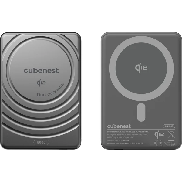 CubeNest SQ1B3D SlimDual Qi2/MagSafe powerbanka (5000 mAh) čierna - Powerbanky - Obrázok WH9R000K01